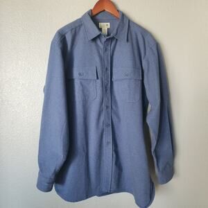 L.L. Bean Blue Chamois Flannel Heavy Cotton Button Down Long Sleeve Shirt